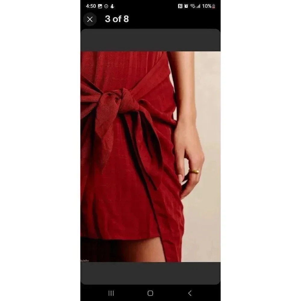Anthropologie Maeve Tunic Shirt Dress Women Size 0 Burnt Rust Orange Long Sleeve